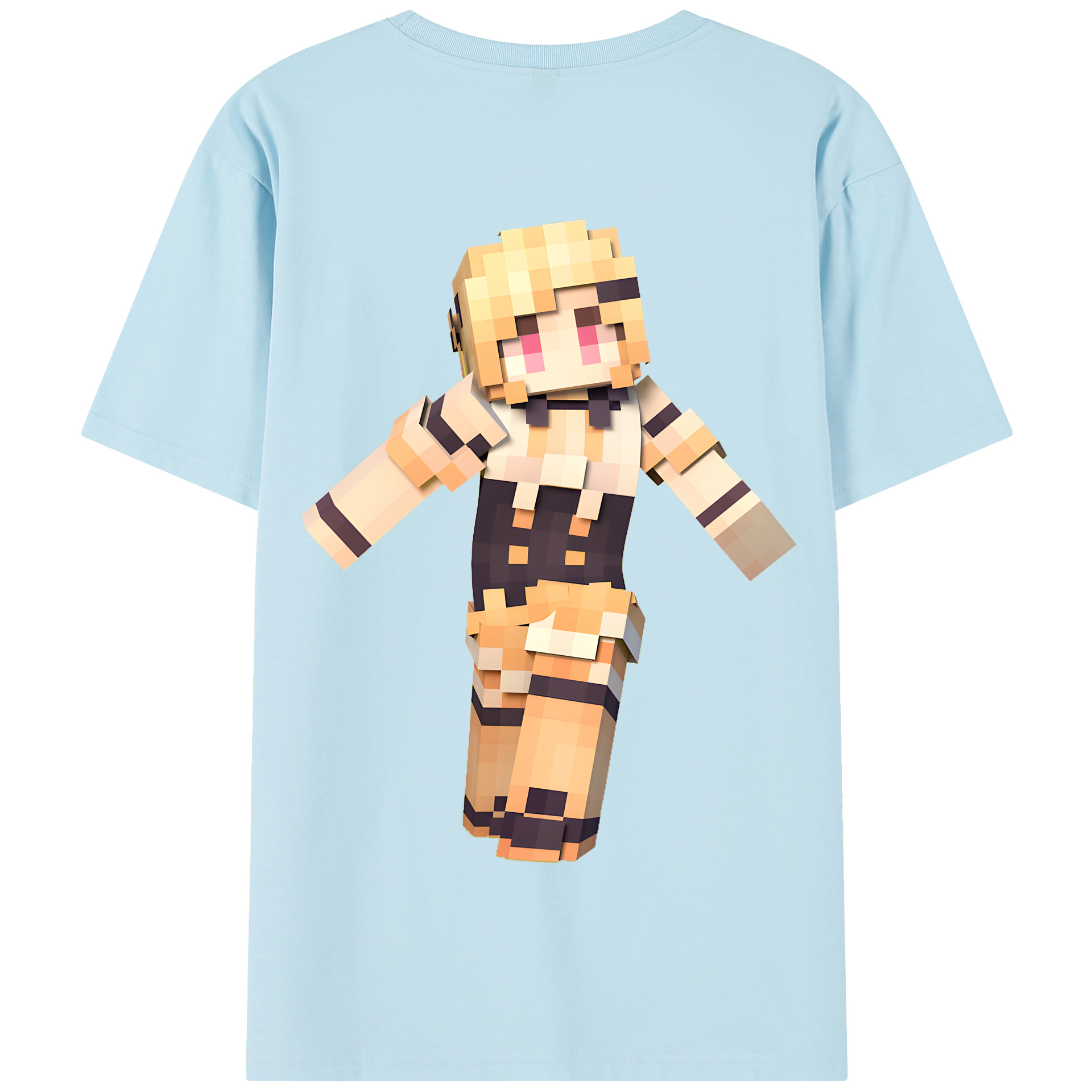 （画像用） マインクラフト ブロックの世界 Minecraft MC Block world 綿100％半袖Tシャツ（背面プリント）